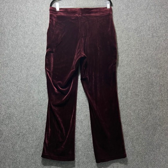 Gloria Vanderbilt Velour Lounge Pants Burgundy Drawstring Waist Wide Leg Size M - Picture 8 of 8